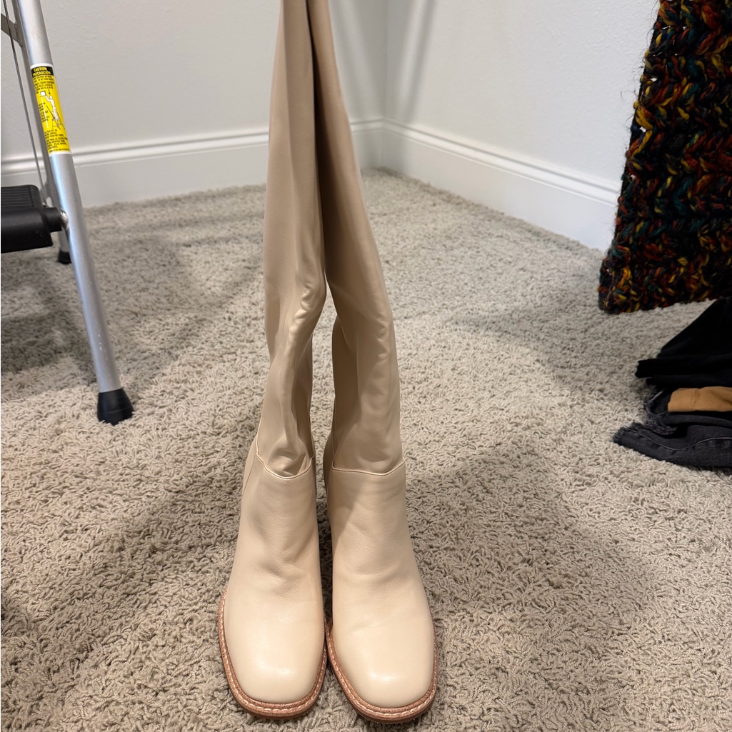 Cream Heel Boots